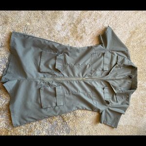 Mint green flap pocket zipper romper